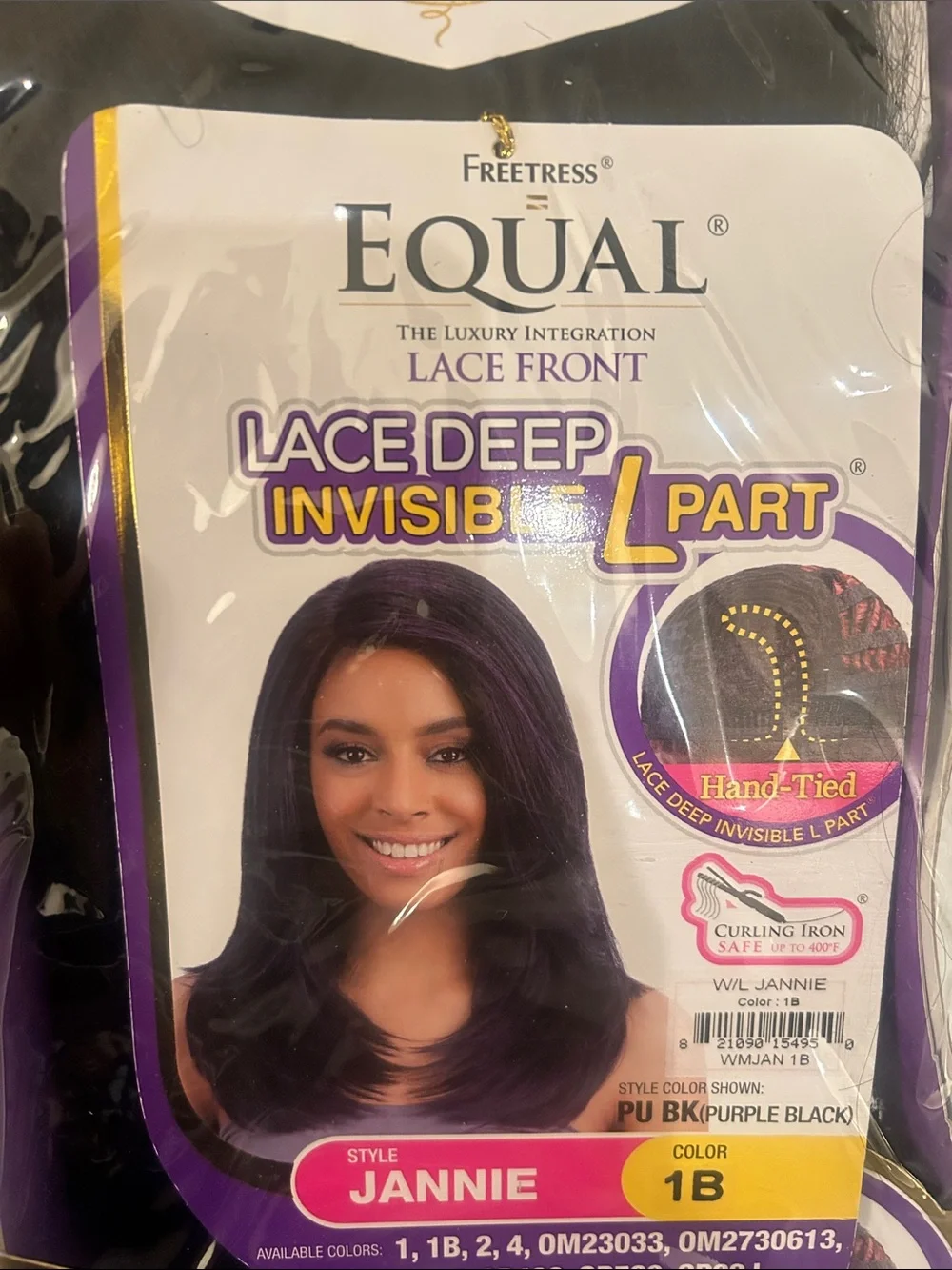 Freetress Equal Lace Deep Invisible L Part Jannie Wig - 1B Natural Black